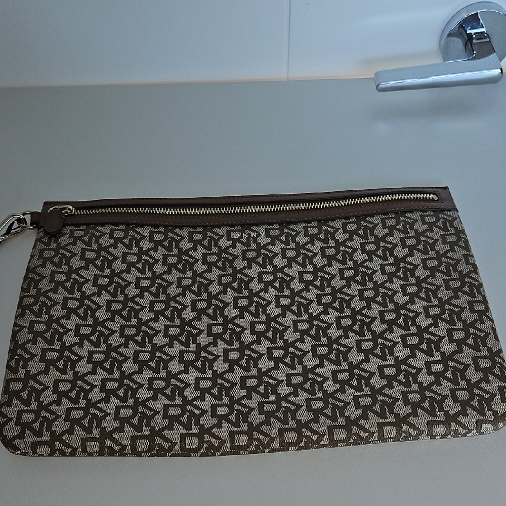 DKNY Brown and Cream Clutch